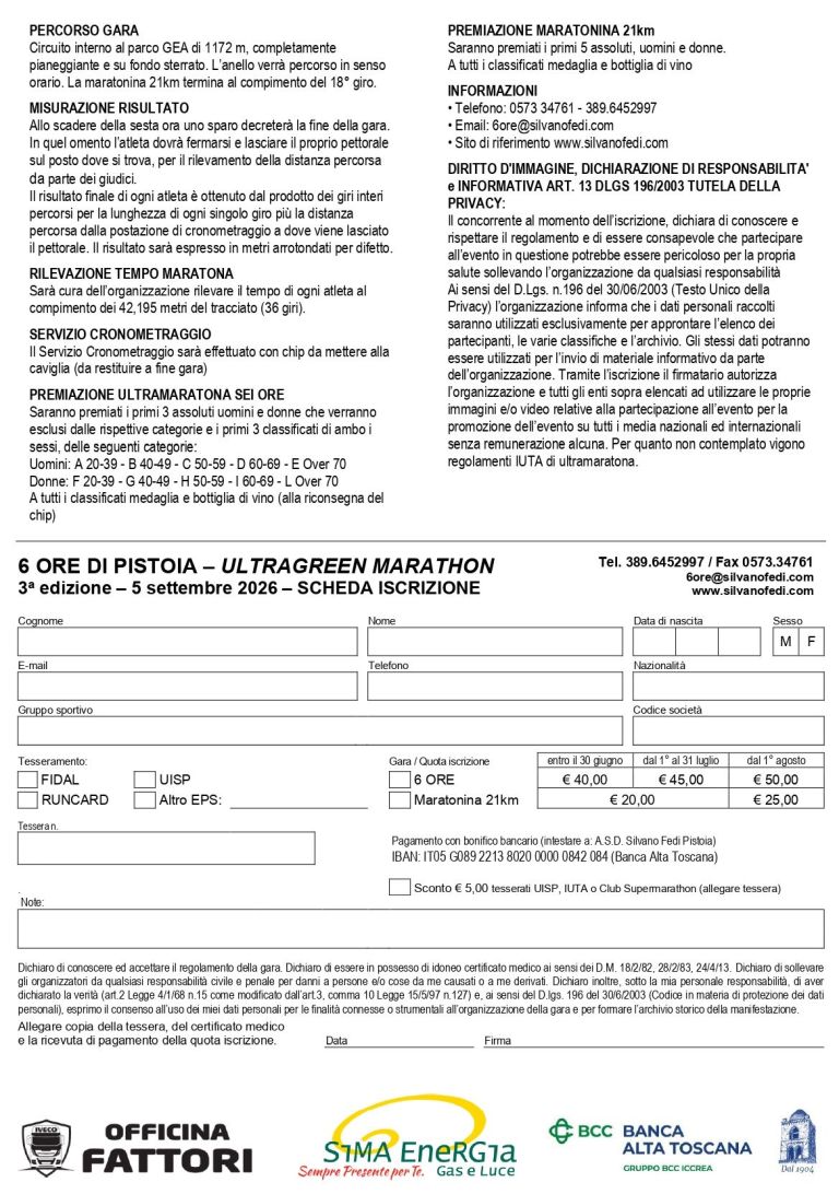 Ultragreen Marathon 6h di Pistoia
